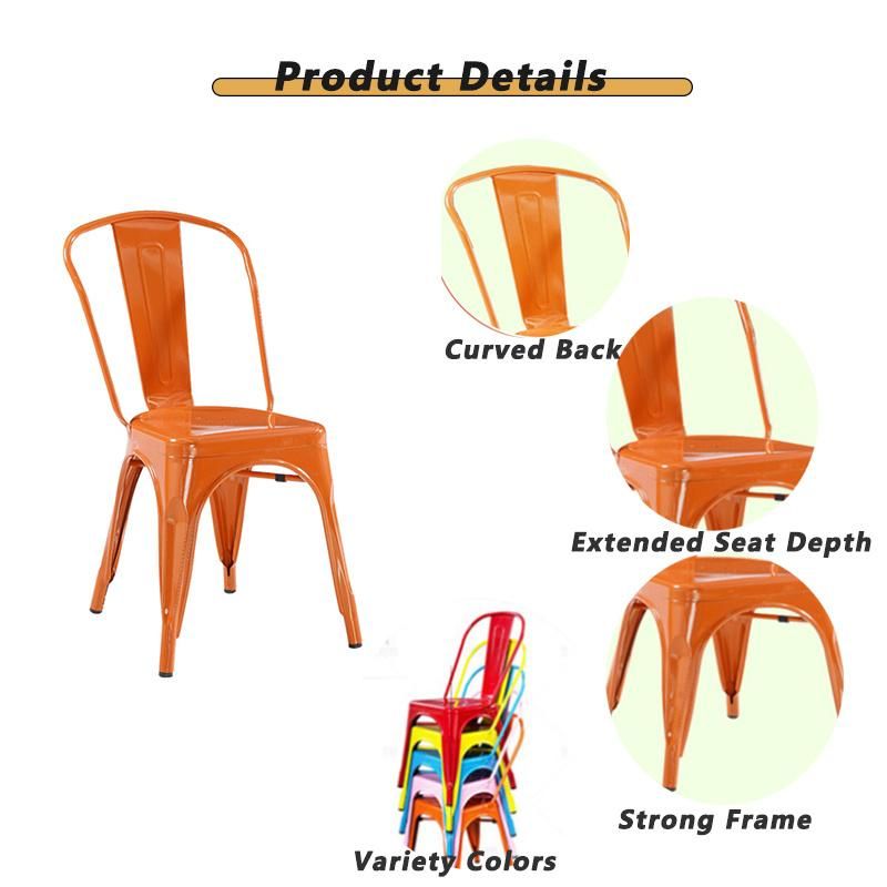 Classic Design Hotel Restaurant Outdoor Furniture Colorful Metal Chair for Cafe Bar