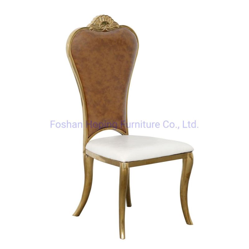 Professional Custom Modern Hotel Restaurant Furniture Set Supply for 5-Star Royal Style Tan Brown Coffee Leather Hotel Banquet Wedding Dining Chair