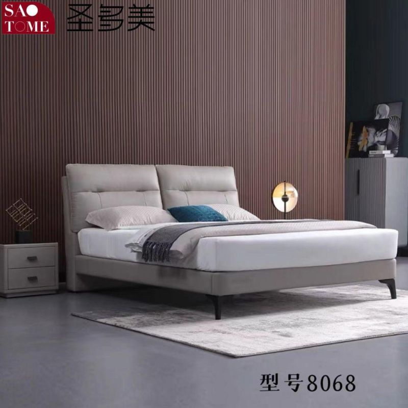 Modern Luxury Home Furniture Sets Wooden Double Leather King Size Bedroom Bed