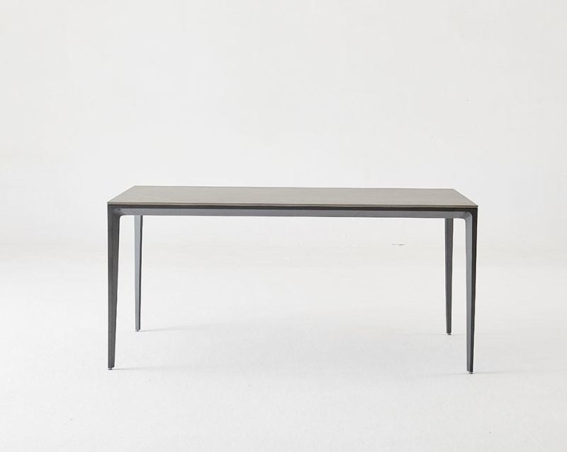 Modern Luxury Alunimium Alloy Dining Table with Rock Plate Top