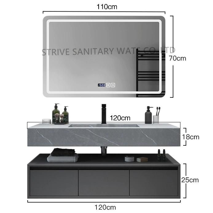 Modern Luxury Gray Bathroom Vanity with LED Mirror