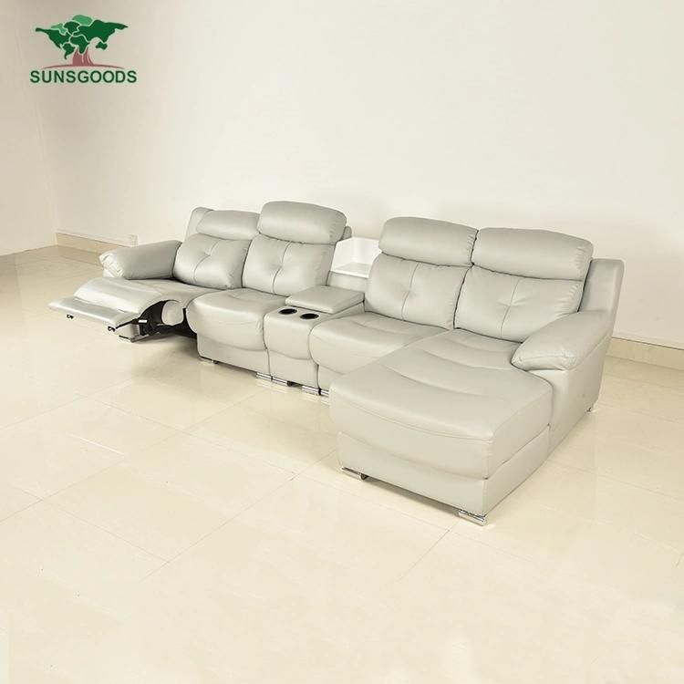 Chinese Italy Top Grain Hafl Leather Home Movie Theater Cinema Manual Recliner Sofa Home Furniture