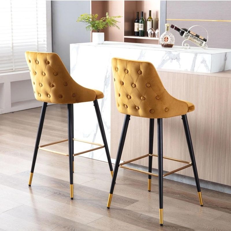 European Style Furniture Metal Legs Fabric Bar Chair for Restaurant Bar Living Room Coffee Shop