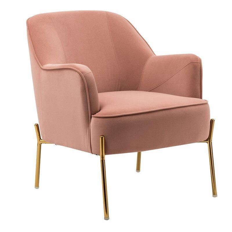 Modern Comfortable Hotel Coffee Lazy Lounge Armchair Leisure Velvet Upholstered Living Room Sofa Chair with Golden Chrome Legs