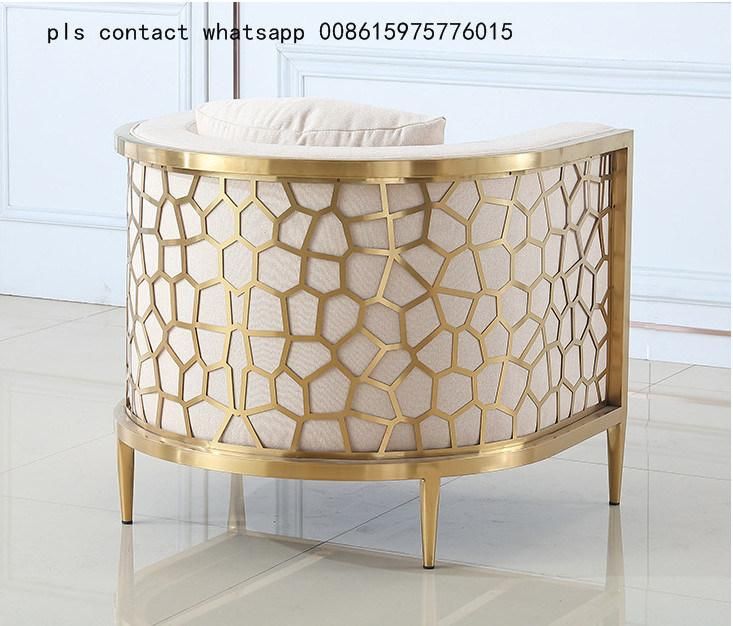 Hotel Furniture Bedroom Table Stainless Steel Sofa Gold Mirror Finish