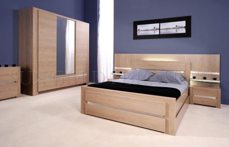 Hot Sale Cheap White Varnish Bed / Modern Bedroom Furniture Set / Home Furniture