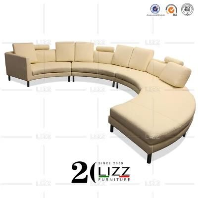 Latest Unique Design Living Room Sofa Leisure Sectional Curved Geniue Leather Sofa