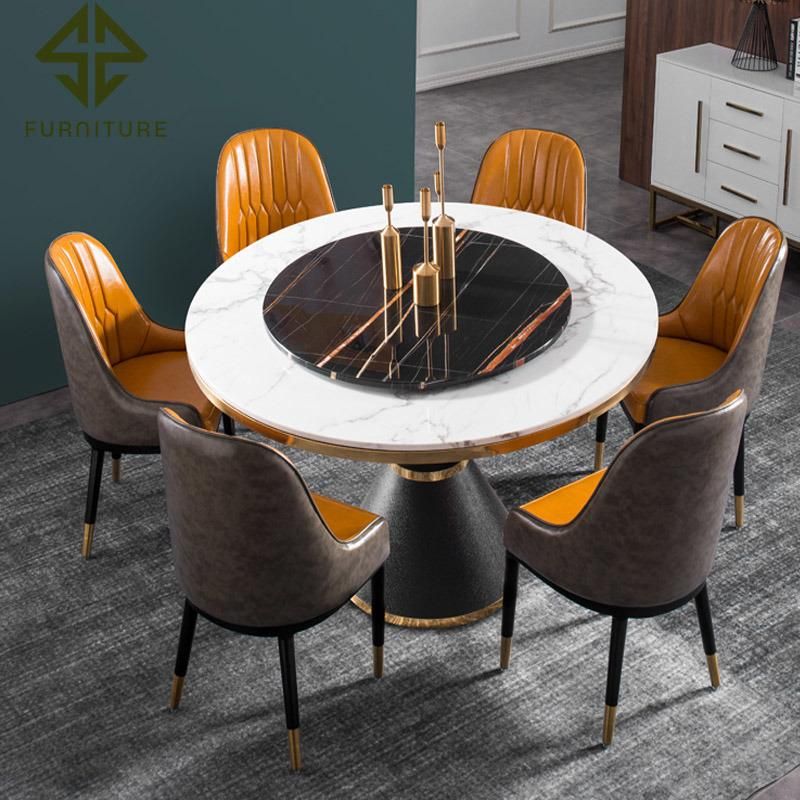 Modern Design Stainless Steel Frame Marble/MDF Top Dining Room Table Sets Home Furniture