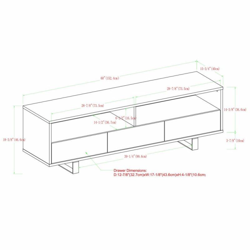 3-Drawer MID Century Modern Wood TV Stand for Tv′s up to 65" Flat Screen Cabinet Door Living Room Storage Entertainment