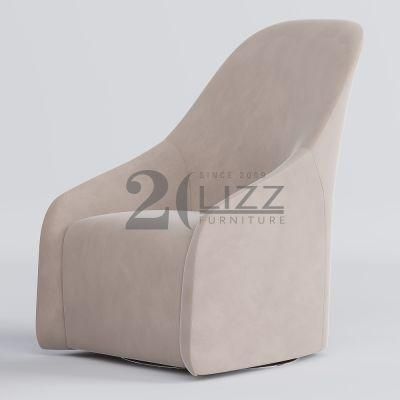 European Style Simple Design Home Furniture Modern Living Room High Headrest White Fabric Chair