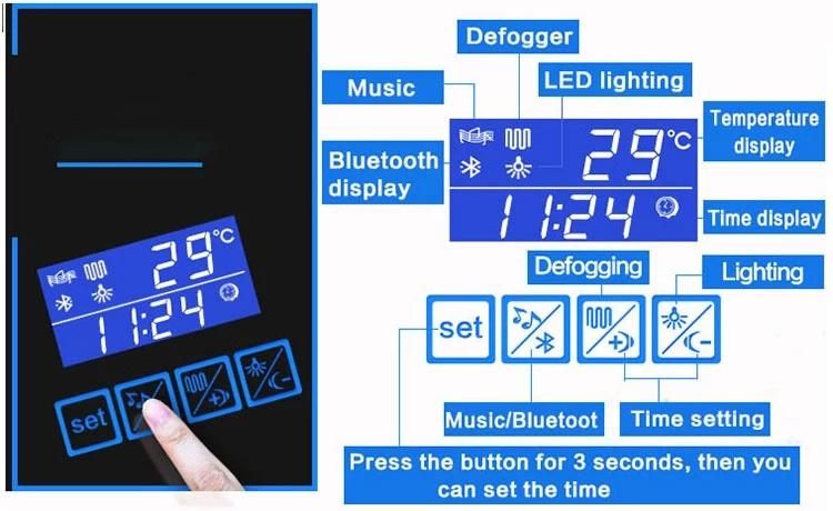 China Made Cheap LED Lighted Frameless Mirror for Bathroom Toilet