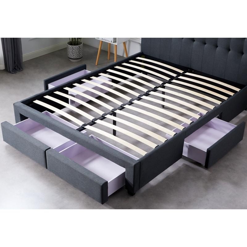 Latest Furniture Storage Bed Frame Single Double Size Modern Bed with Storage Drawer