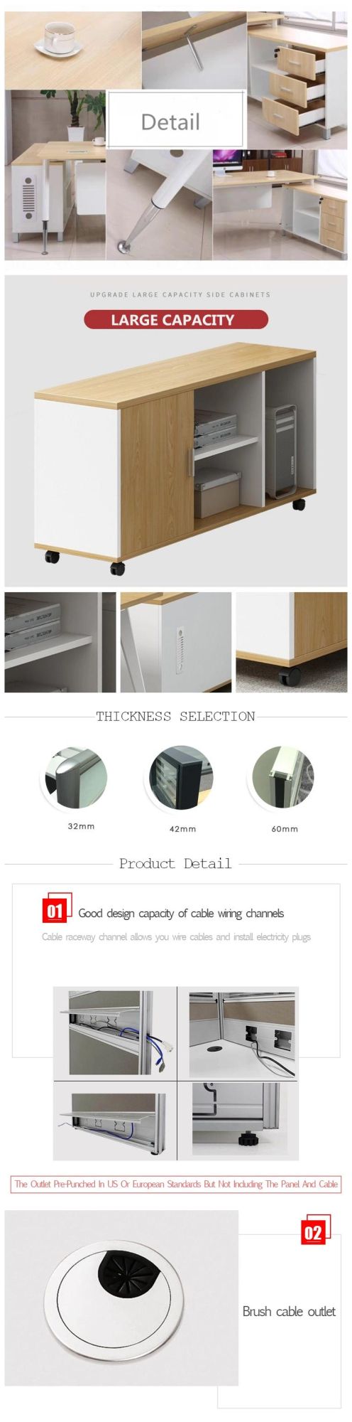 Modern School MDF Teacher Desk with 3 Drawer Computer Table Furniture Office Desk