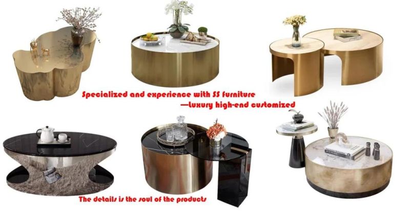 Modern Design Stainless Steel Furniture Metal Gold Finish Coffee Table Furniture