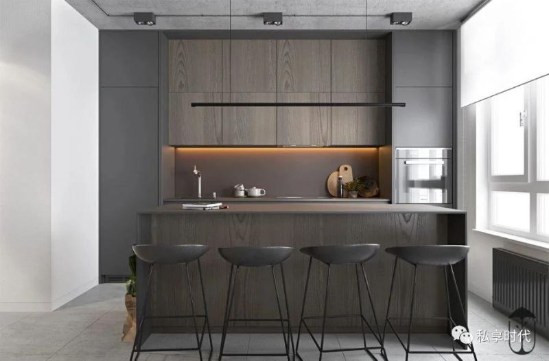 Custom Design Melamine Finish Modern Kitchen Cabinets with Island