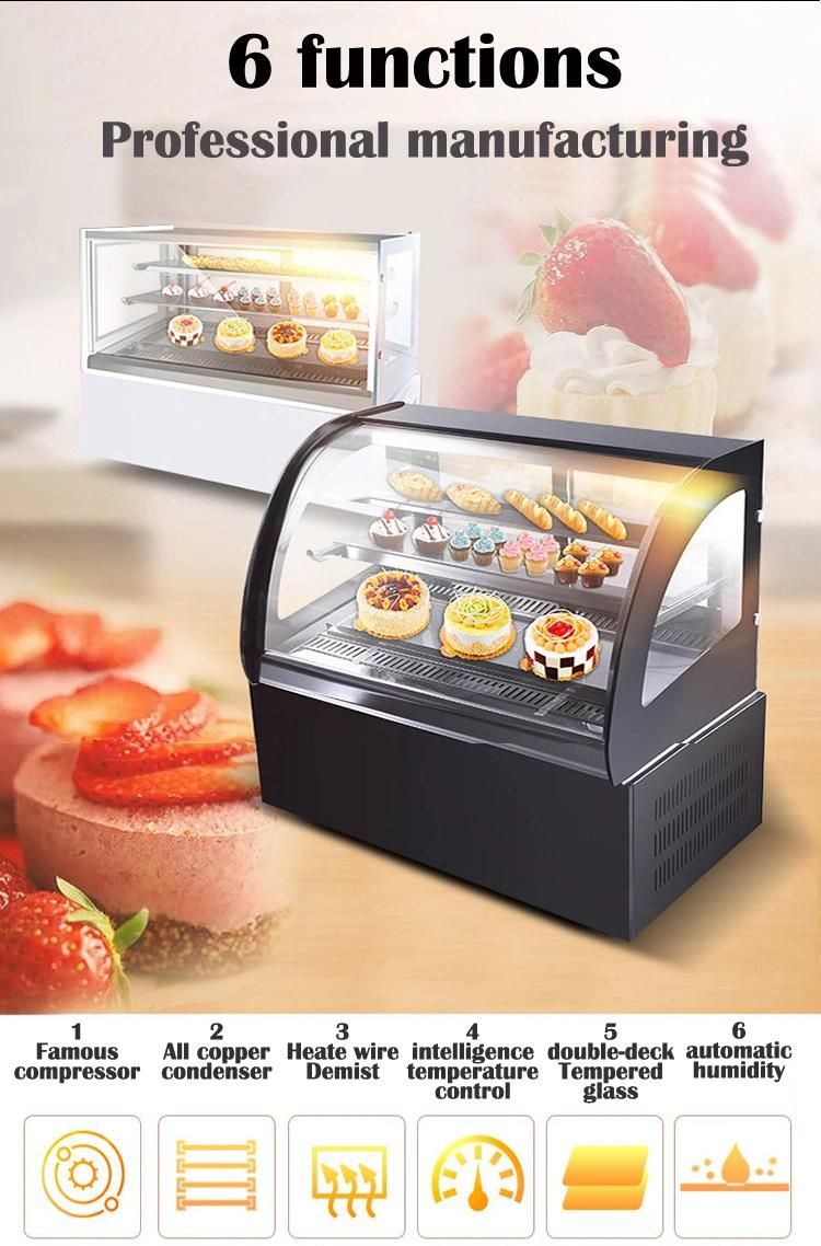 Competitive Prices Commercial Free Standing Glass Modern Bakery Refrigerated Cake Display Showcases Display Cabinet