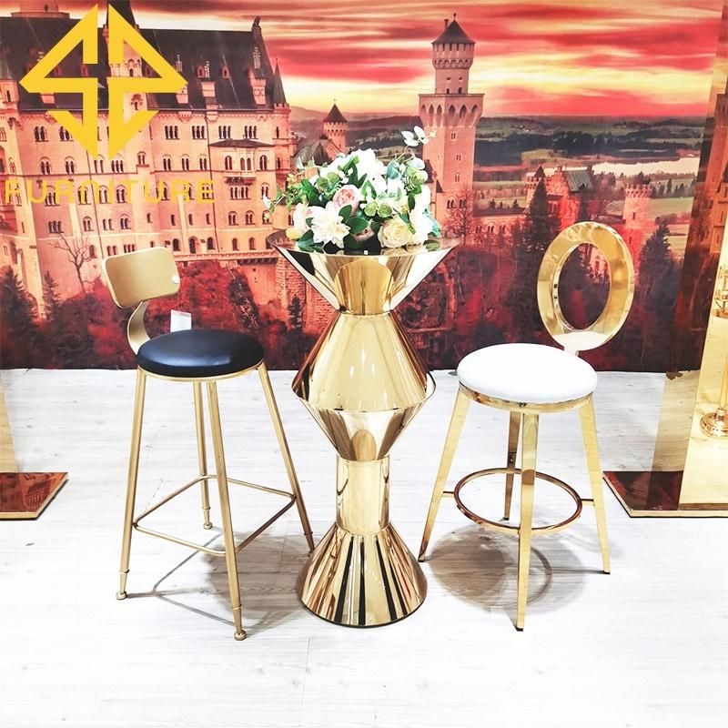 Modern Design Hotel Furniture Golden Stainless Steel High Bar Stool