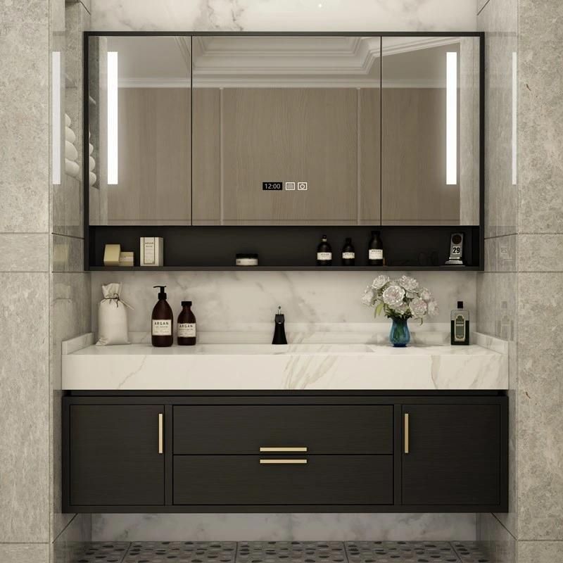 Home Decoration Items Bathroom LED Furniture Plywood with Melamine Washroom Vanity Cabinet with Touch Mirror