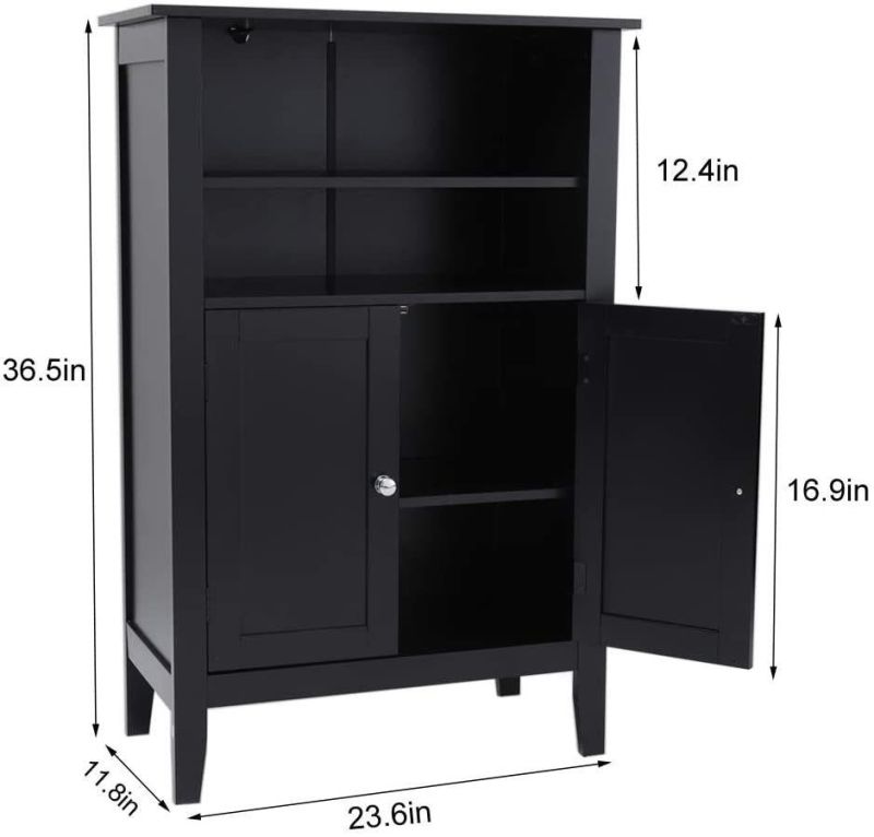 Bathroom Cabinet with 2 Door, Black