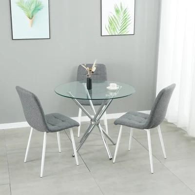 Modern Plexi Glass Mirrored Round Dining Room Table for Dining Room