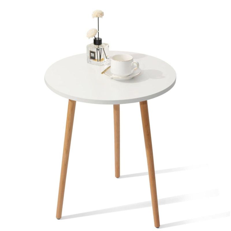 Nova Easy Assembly Round White Modern Home Decor Coffee Tea End Table