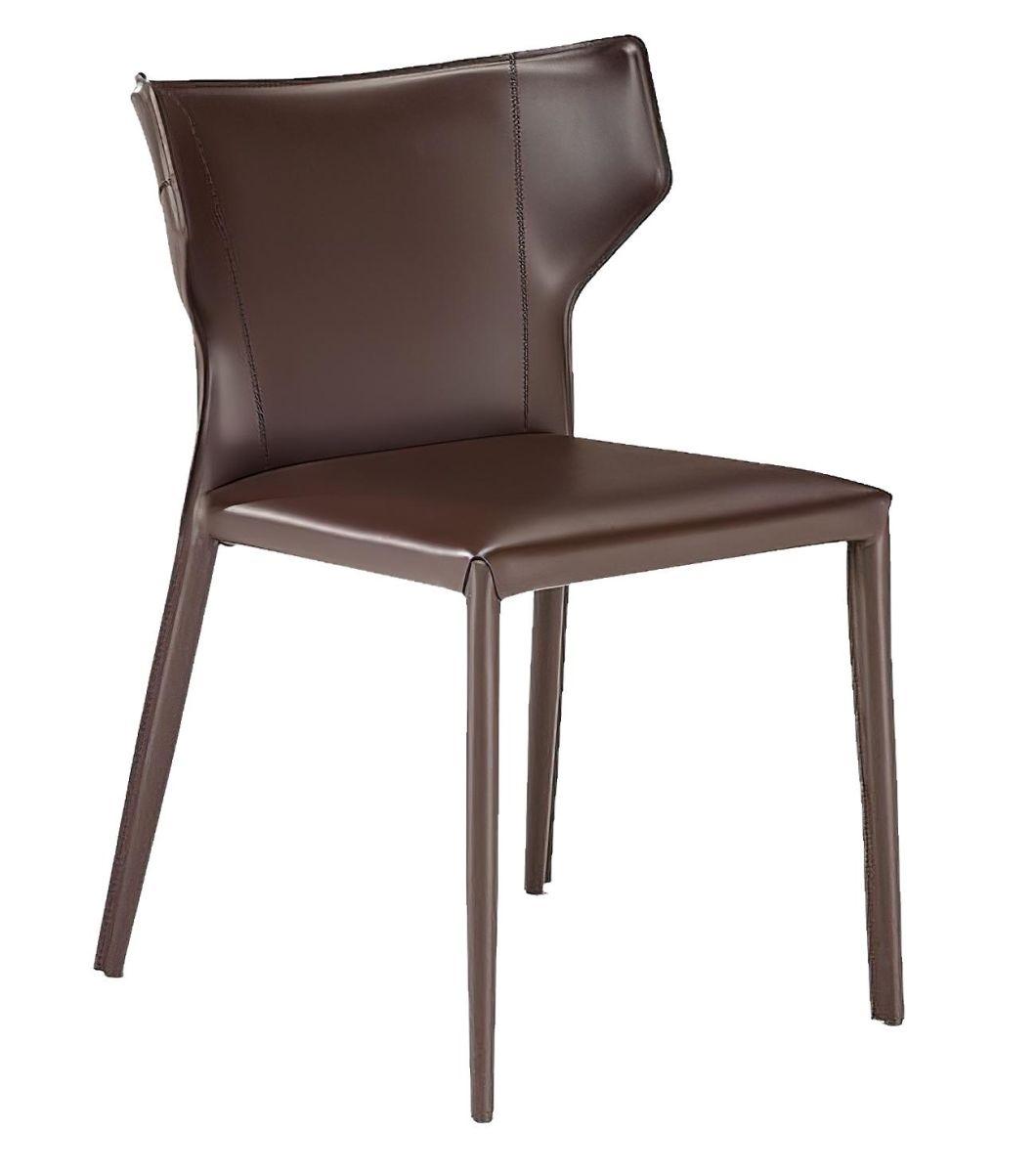 MID-Century Style Kitchen Side Comfy Chairs Dining Chair with Metal Interior Frame Saddle Leather