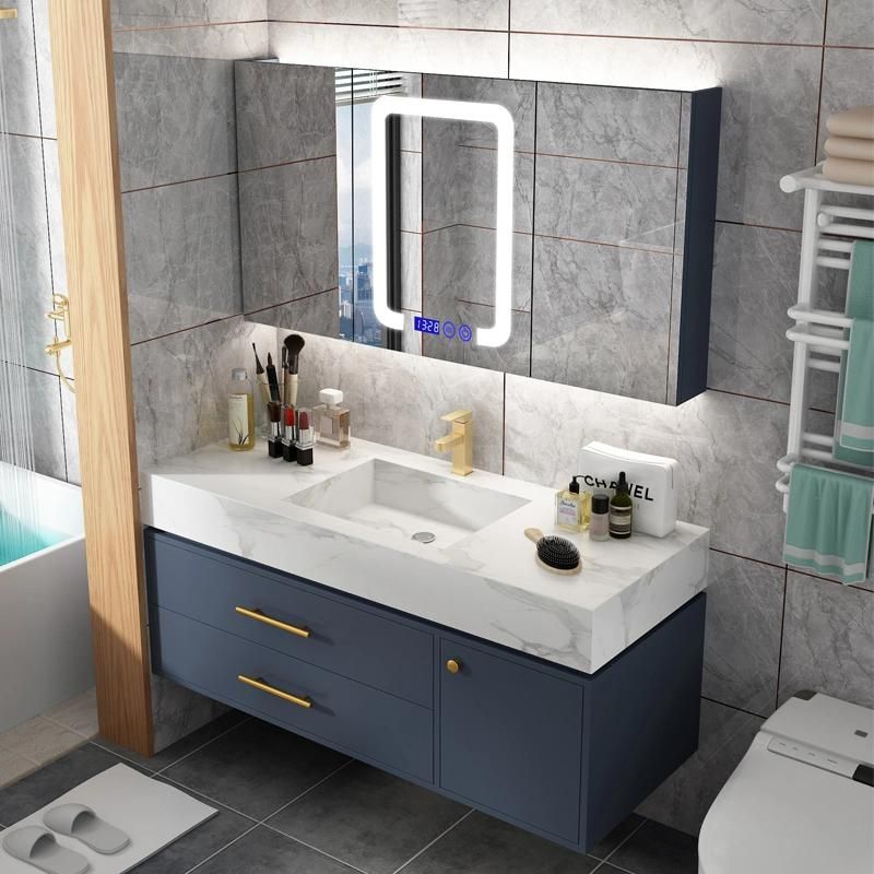 Design Modern Style Bathroom Cabinet Bathroom Cabinet Vanity with Rock Plate Sink