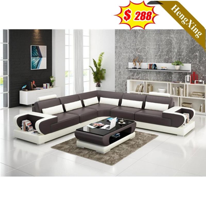 Modern Chinese Foshan Home Furniture Living Room PU Leather Fabric Sofas Set Hotel Lobby Office L Shape Leisure Sofa