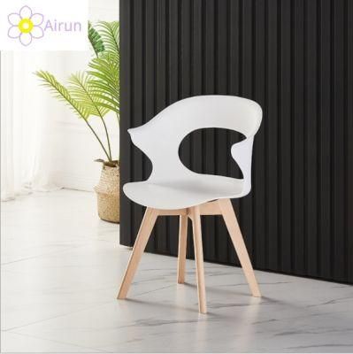 Modern Restaurant Dining Wood Legs Design PP Plastic Chair