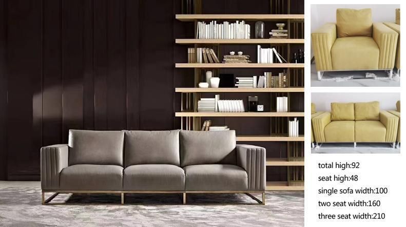 Modern Minimalist Check Upholstered Sofa with Stainless Steel Frame