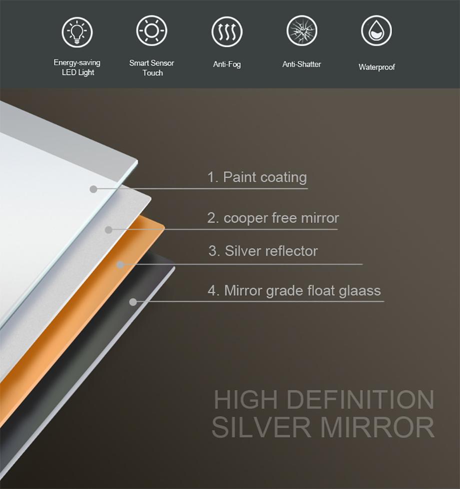 Luxury Hotel Modern Style Bluetooth LED Bathroom Mirror Backlit Mirror