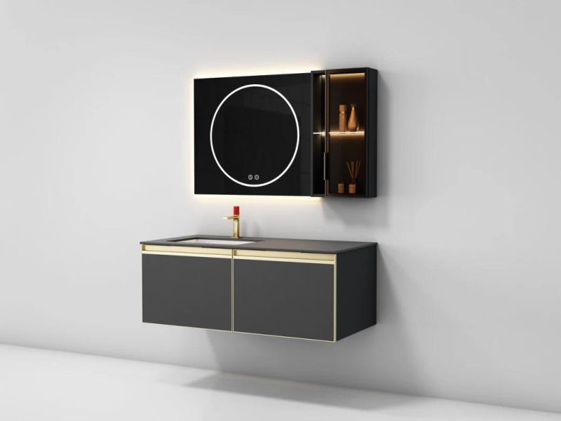 The Hotel Modern Light Luxury LED Mirror Rock Plate Sink Bathroom Vanity