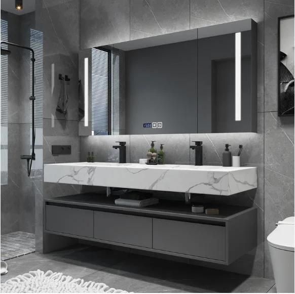 Modern Rock Board Bathroom Cabinet Combination Smart Mirror Light Luxury Bathroom Vanity Cabinet Floor Bathroom