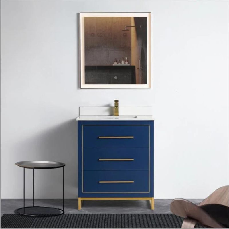 Solid Wood Bathroom Cabinet Simple Modern with Ceramics Countertop