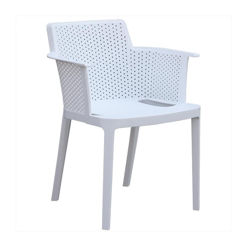 Wholesale Outdoor Furniture Modern Style Garden Furniture Quebec Plastic Chair Eco-Friendly PP Armrest Dining Chair