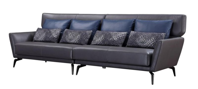 Drak Grey Living Room Genuine Leather Sofa