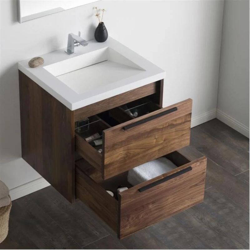 Modern Luxury Wooden Bathroom Vanity with Ceramics Basin