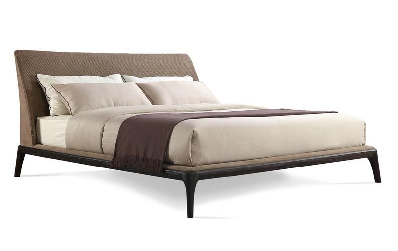 China Wholesale Minimalist Bedroom Furniture Metal Frame Genuine Leather Upholstery Bed