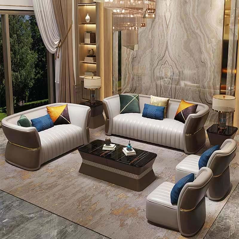 Modern Hot Sale New Design Luxury Big Size Customized 3+2+1 Leather Sofa Home Living Room Furniture Sofa Sets