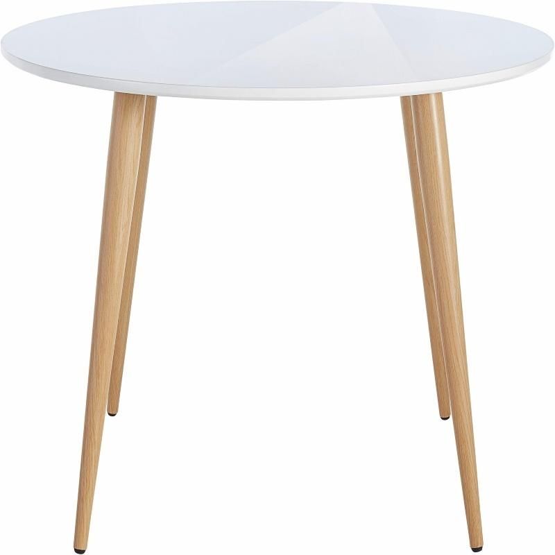 Simple and Sturdy Round Modern Wooden White Dining Table Furniture