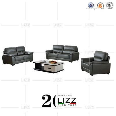 Promotion Top Grain Genuine Leather Living Room Home Sectional Sofa 1+2+3 Furniture Set