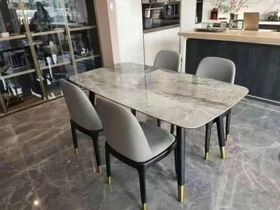 Whole Sale Nordic Modern Minimalist Marble Rectangular Dining Table and Chair Combination Small Apartment Household Dining Table