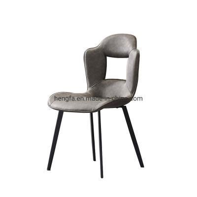 Modern Home Furniture Set Genuine Leather Stainless Steel Dining Chairs