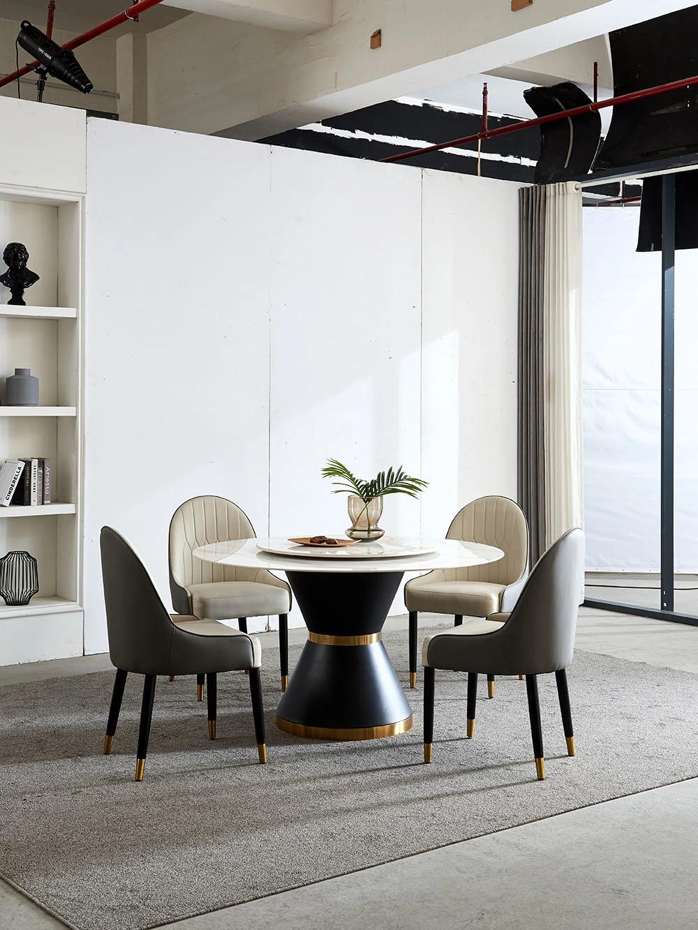 Modern Furniture Round Dining Table with Rock Plate