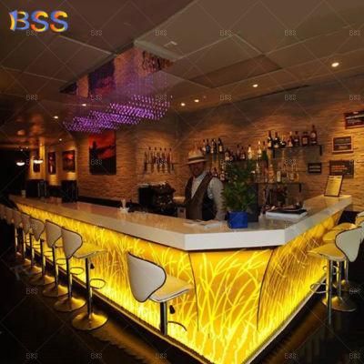 Bar Countertop Custom LED Quartz Solid Surface Lighted Bar Countertop