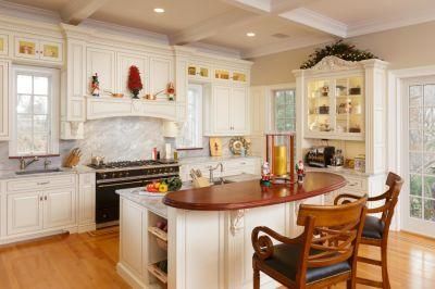 Large Painted Finish Solid Wood Kitchen Cabinets in Antique White