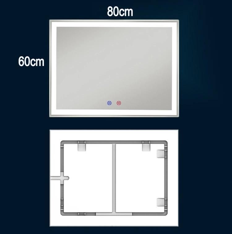 Hotel Light up Rectangular Illuminated LED Wall Mirror for Bathroom