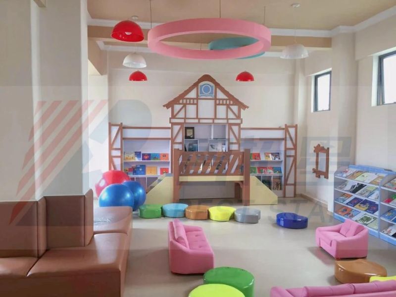 Kids Nursery Furniture, Leather Preschool and Kindergarten Day Care Center Sofa, Modern Home Furniture and Living Room Sofa, Children Single and Double Sofa