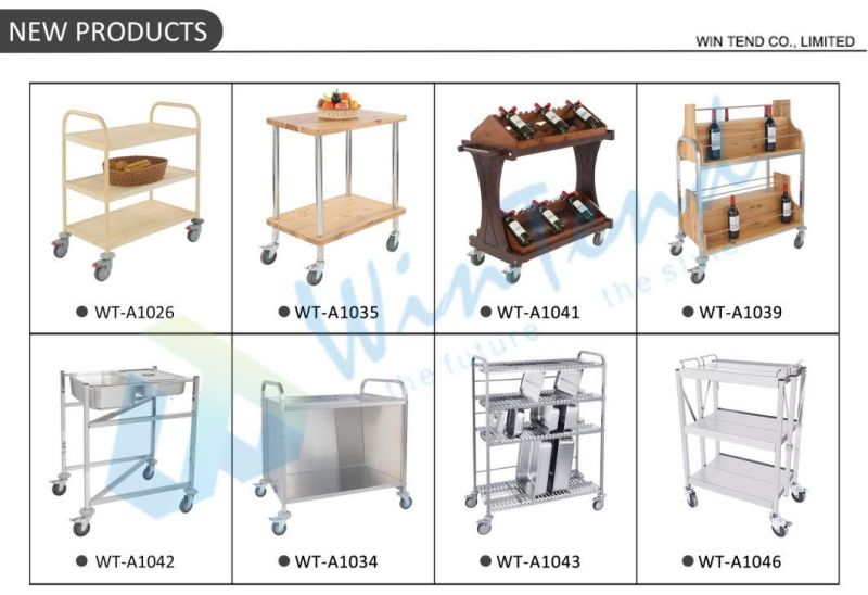 Hotel Kitchen Equipment Water Transfer Printing Wood Grain Service Trolley