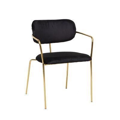 Luxury Modern Restaurant Furniture Classical Design Fabric Dining Chair with Metal Legs